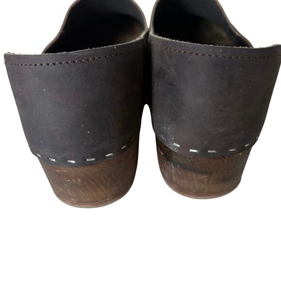 Sandgrens Brett Low Closed Back Clog Brown Leather Wood EU 40/9 Scandigirl Boho - Picture 3 of 9